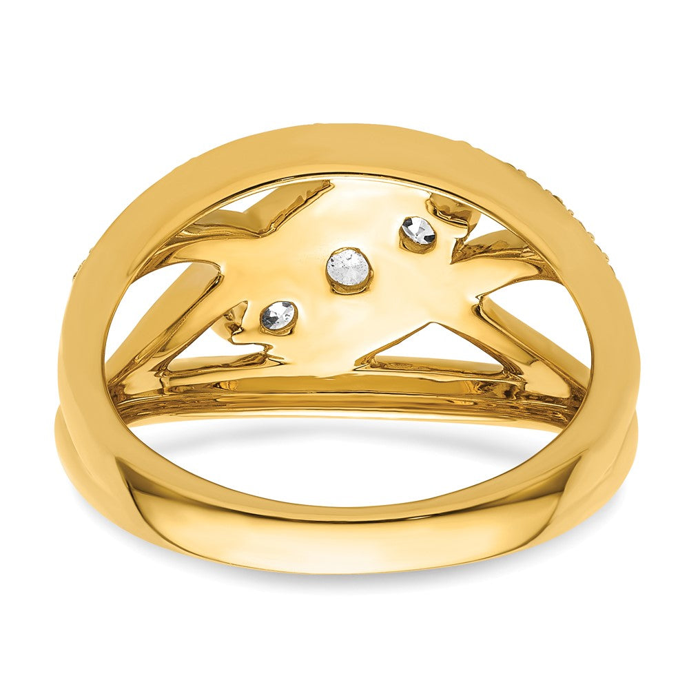 14K Yellow Gold Fancy 3-stone Real Diamond Ring
