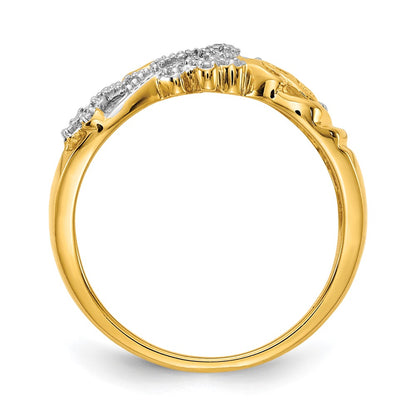 14K Yellow Gold Rhodium Real Diamond Dragonfly Ring