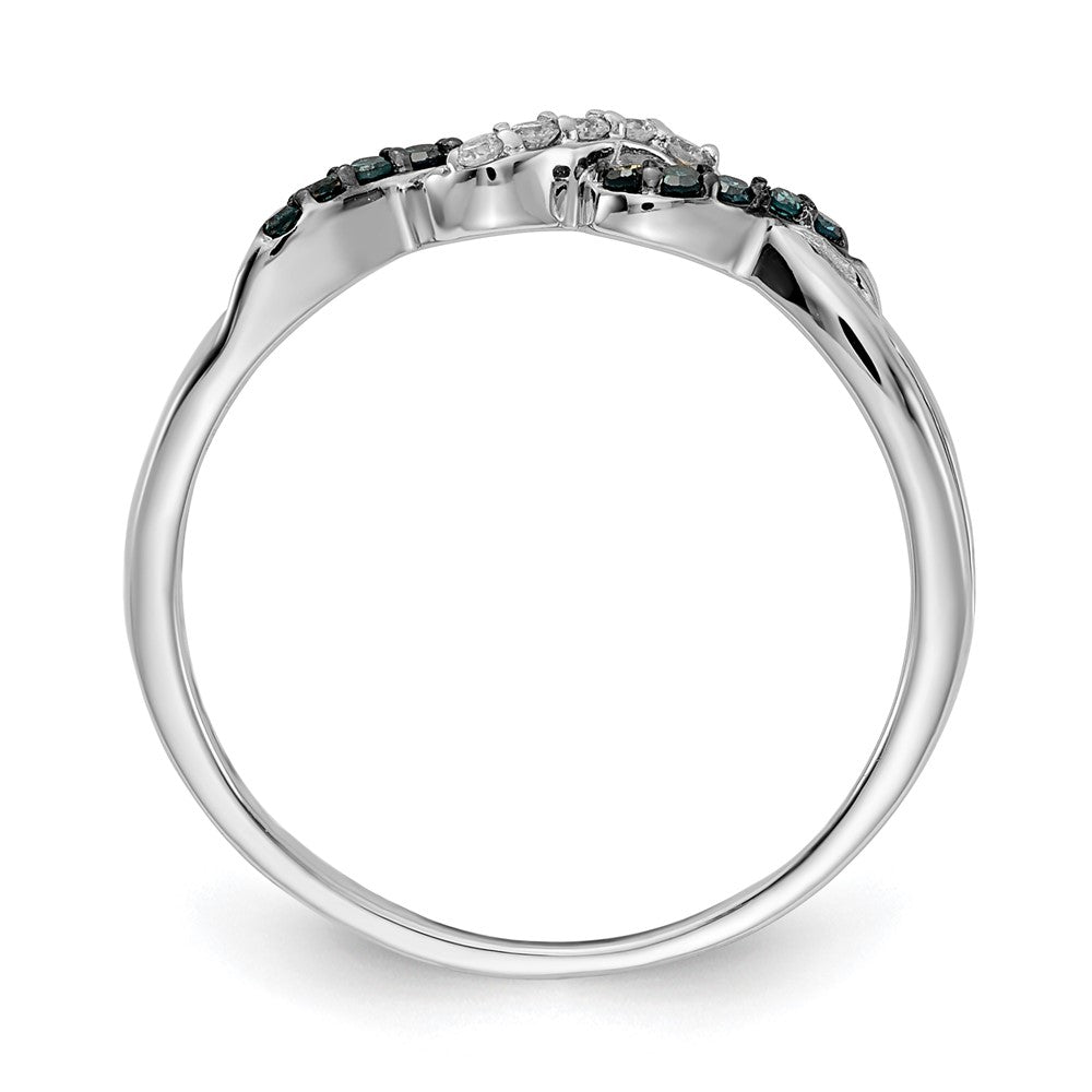 14k White Gold w/ Blue and White Real Diamond Twist Ring