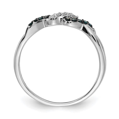 14k White Gold w/ Blue and White Real Diamond Twist Ring