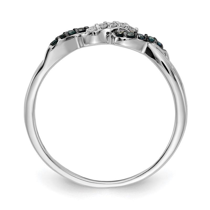 14k White Gold w/ Blue and White Real Diamond Twist Ring