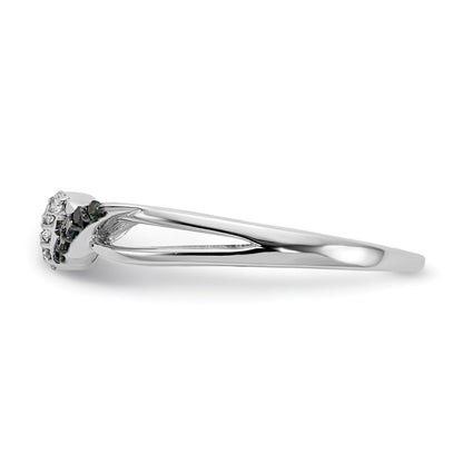 14k White Gold w/ Blue and White Real Diamond Twist Ring