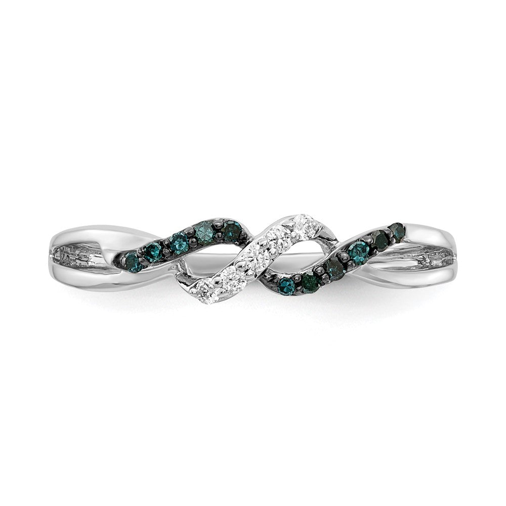 14k White Gold w/ Blue and White Real Diamond Twist Ring