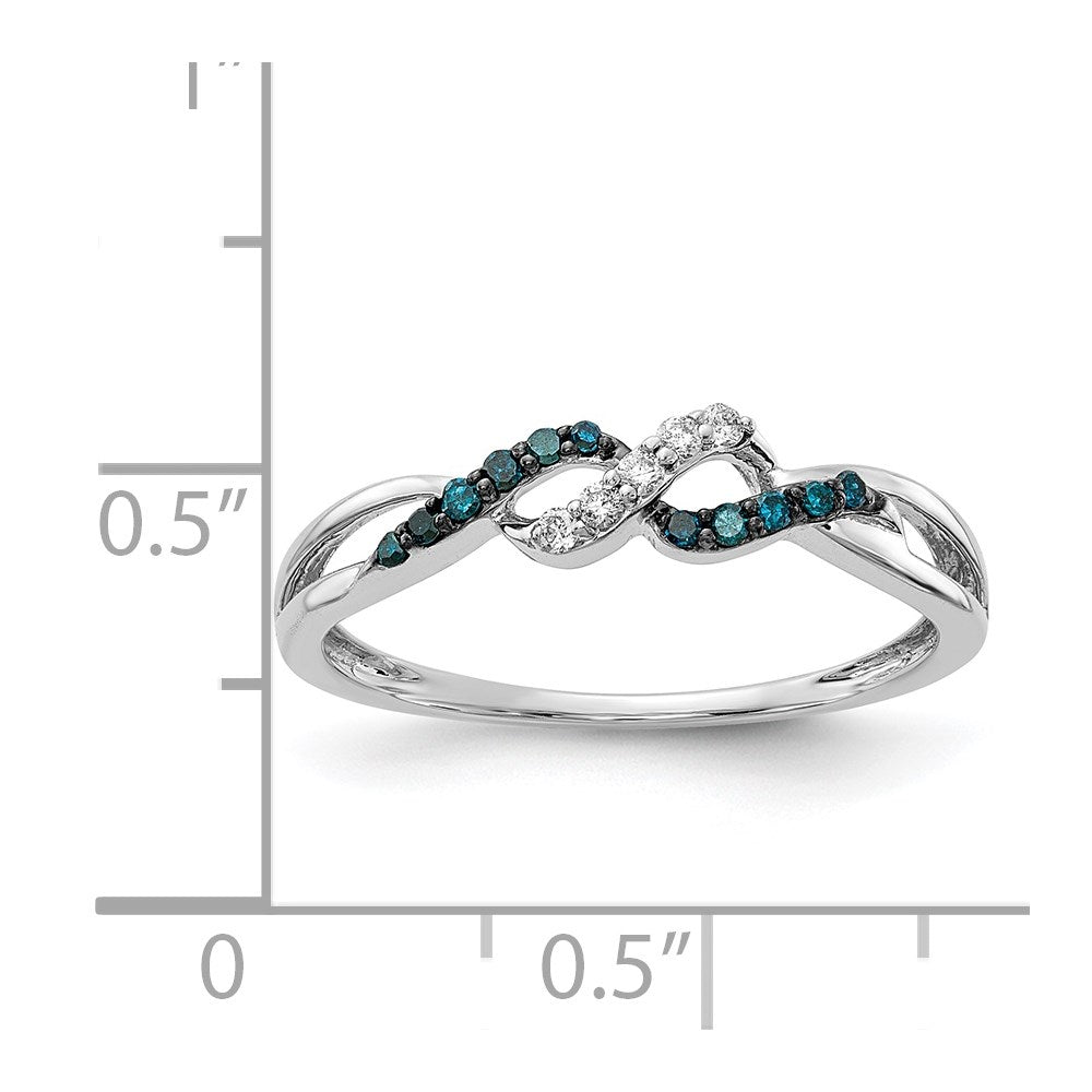 14k White Gold w/ Blue and White Real Diamond Twist Ring