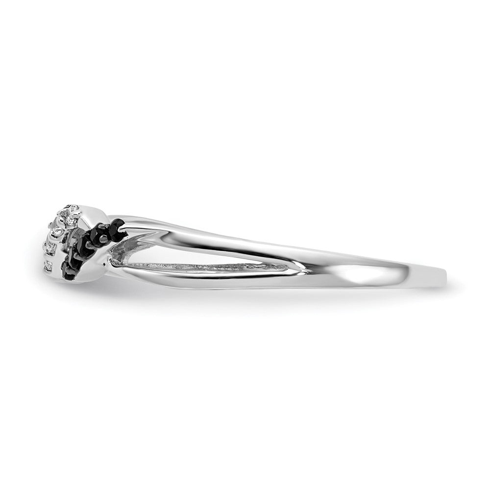14k White Gold w/ Black and White Real Diamond Twist Ring