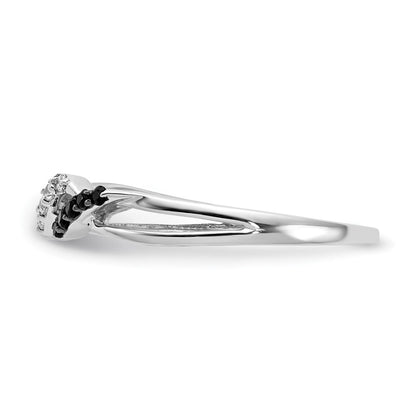 14k White Gold w/ Black and White Real Diamond Twist Ring
