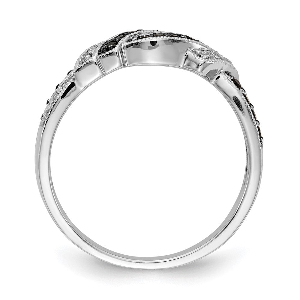 14k White Gold w/Black Rhodium White and Black Real Diamond Ring