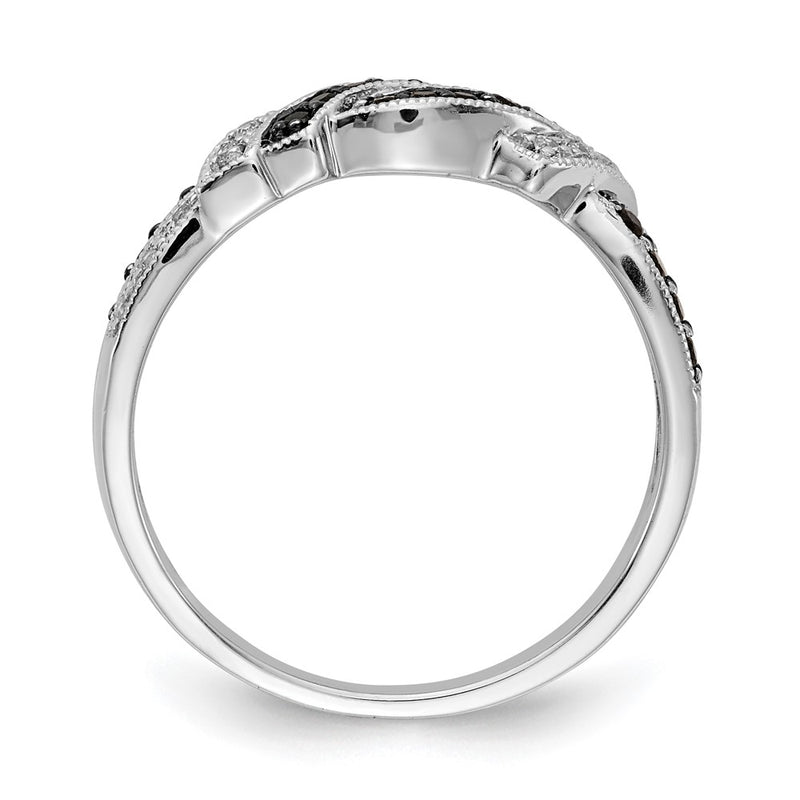 14k White Gold w/Black Rhodium White and Black Real Diamond Ring