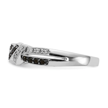 14k White Gold w/Black Rhodium White and Black Real Diamond Ring