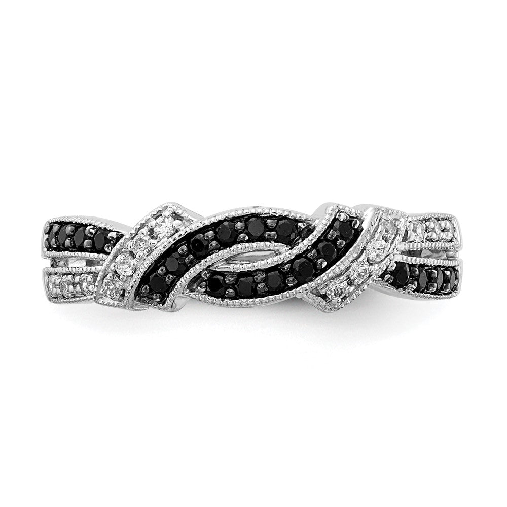 14k White Gold w/Black Rhodium White and Black Real Diamond Ring