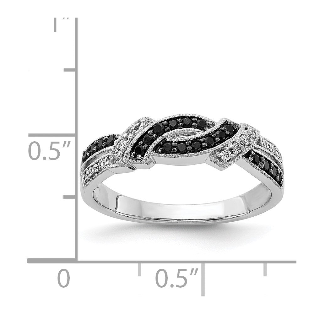14k White Gold w/Black Rhodium White and Black Real Diamond Ring