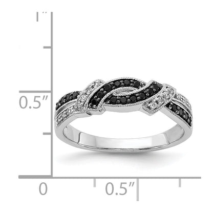14k White Gold w/Black Rhodium White and Black Real Diamond Ring