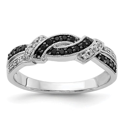 14k White Gold w/Black Rhodium White and Black Real Diamond Ring