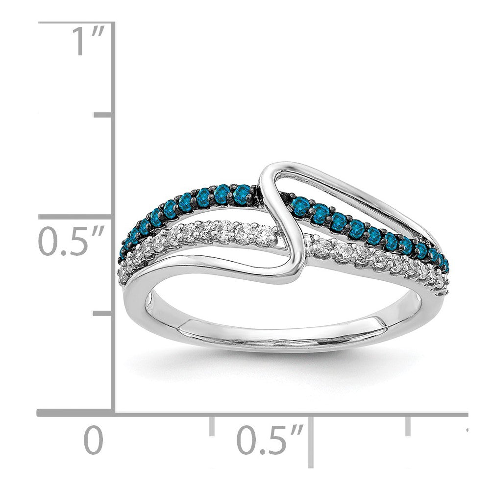 14k White Gold Blue/White Real Diamond Ring