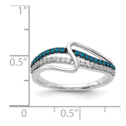 14k White Gold Blue/White Real Diamond Ring