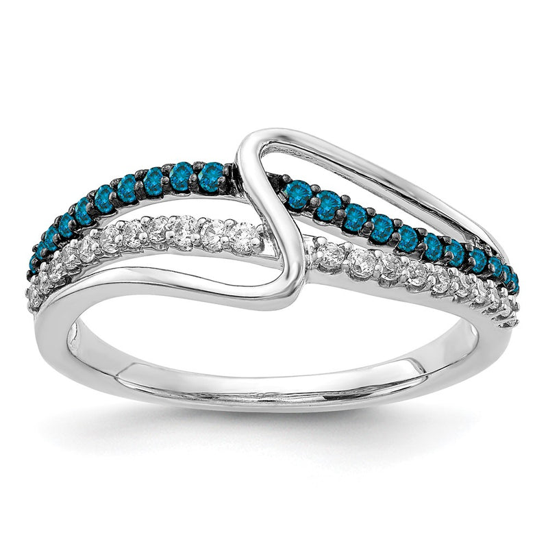 14k White Gold Blue/White Real Diamond Ring