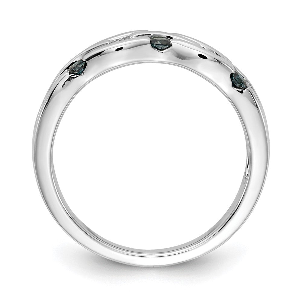 14k White Gold Blue/White Real Diamond Wavy Ring