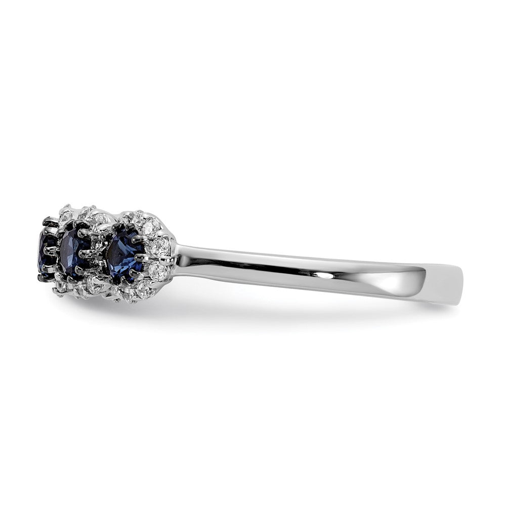 14k White Gold 5-stone Blue/White Real Diamond Ring