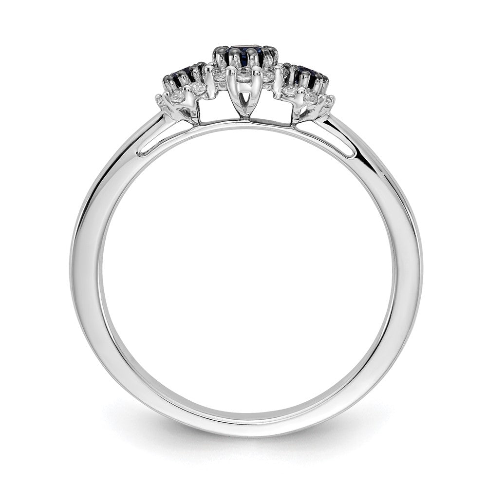 14k White Gold Blue/White Real Diamond Ring