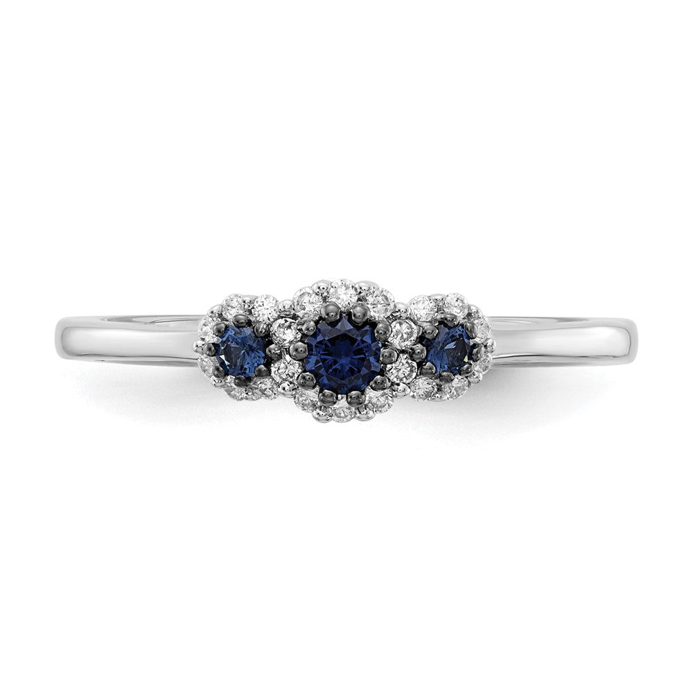 14k White Gold Blue/White Real Diamond Ring