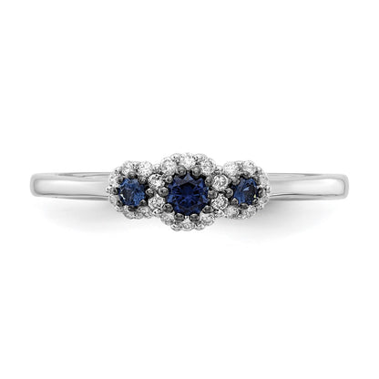 14k White Gold Blue/White Real Diamond Ring