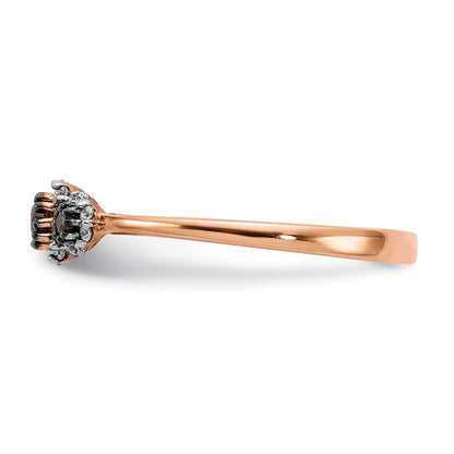 14k Rose Gold 3-stone White/Champagne Real Diamond Ring