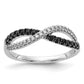 Solid 14k White Gold BlacK and Simulated CZ Twisted Ring