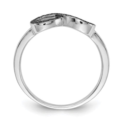 14k White Gold Black Real Diamond Infinity Ring