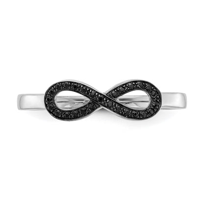 14k White Gold Black Real Diamond Infinity Ring