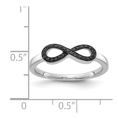 14k White Gold Black Real Diamond Infinity Ring