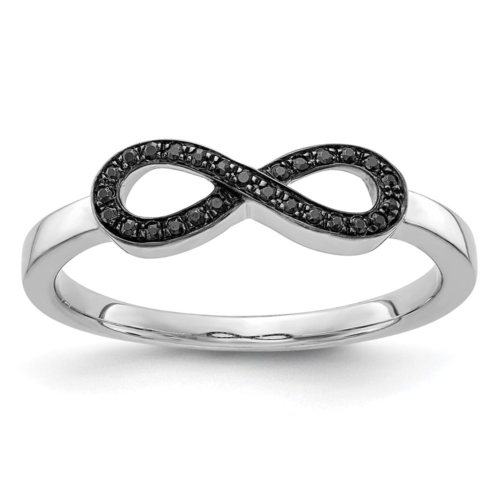 14k White Gold Black Real Diamond Infinity Ring