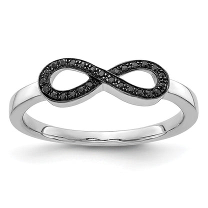 14k White Gold Black Real Diamond Infinity Ring