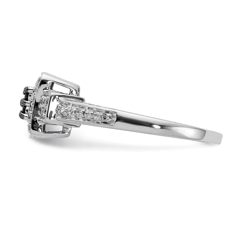 14k White Gold and Black Real Diamond Square Ring