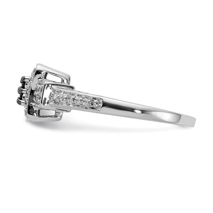 14k White Gold and Black Real Diamond Square Ring