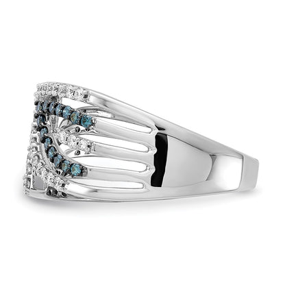 14k White Gold Blue/White Fancy Real Diamond Ring