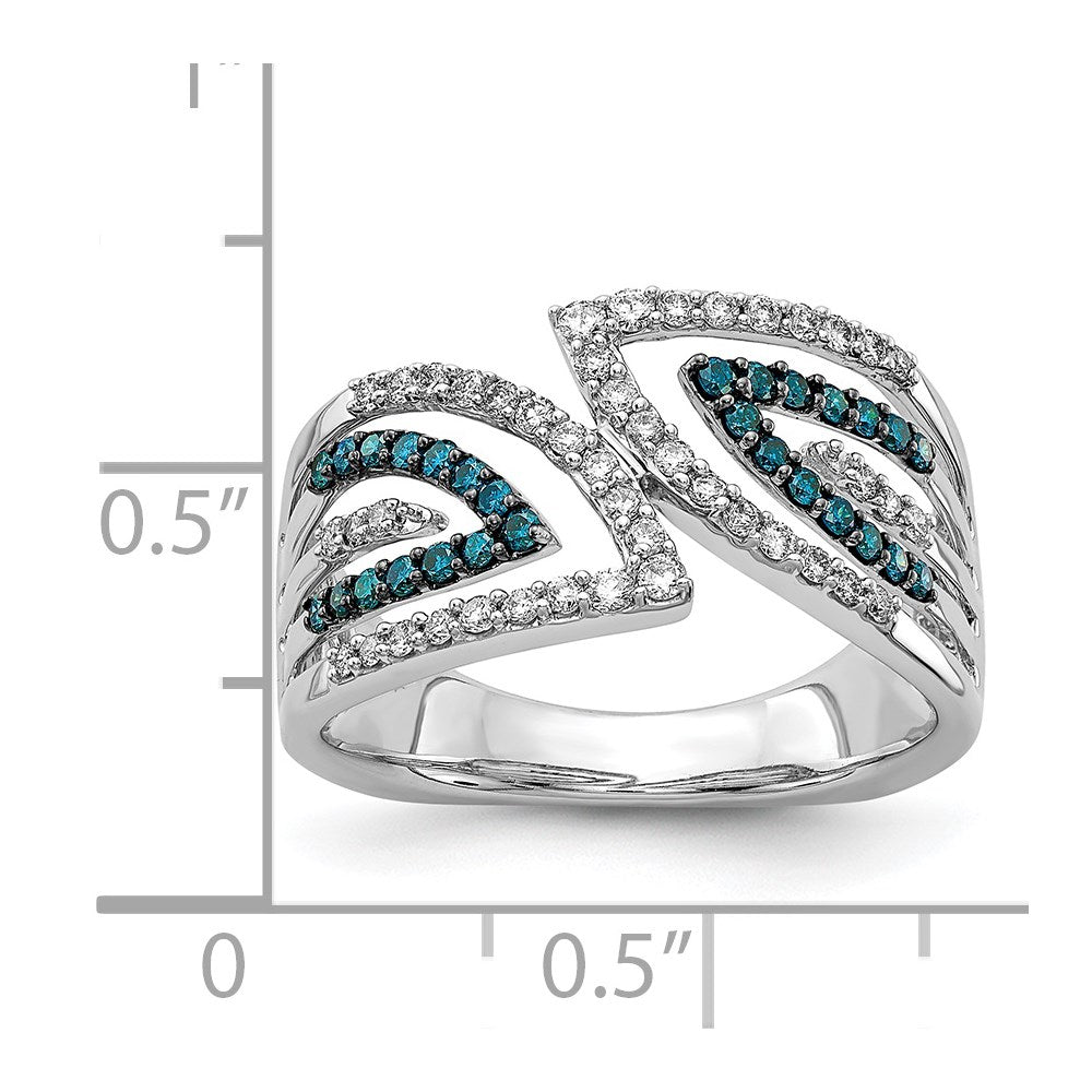 14k White Gold Blue/White Fancy Real Diamond Ring
