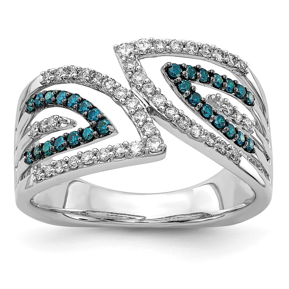 14k White Gold Blue/White Fancy Real Diamond Ring