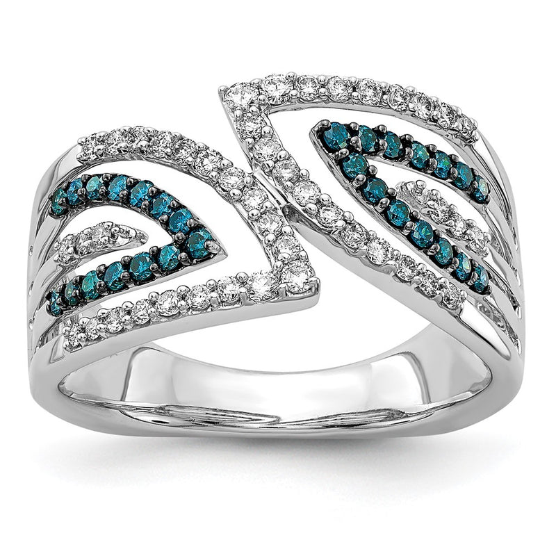 14k White Gold Blue/White Fancy Real Diamond Ring