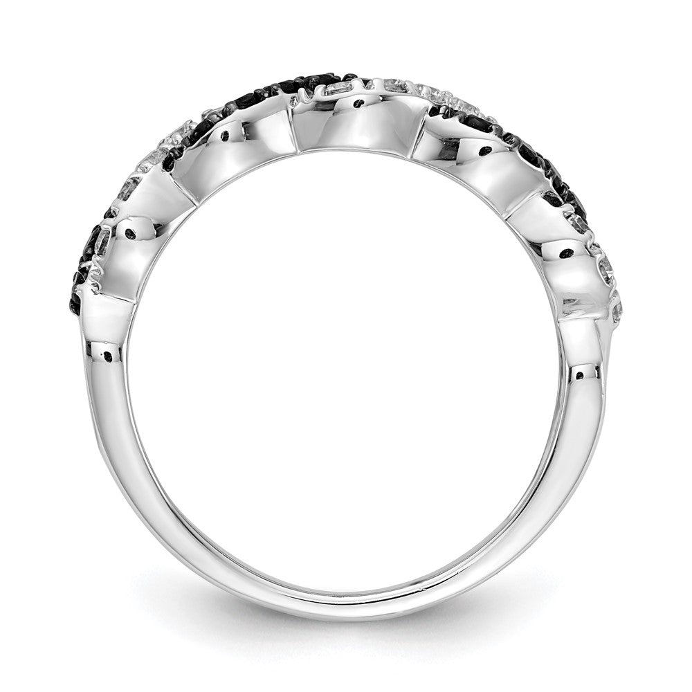 14k White Gold Black/White Real Diamond Twist Ring