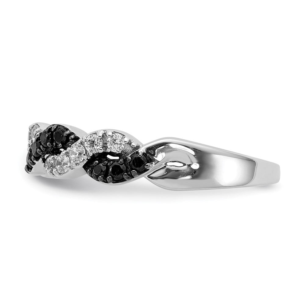 14k White Gold Black/White Real Diamond Twist Ring