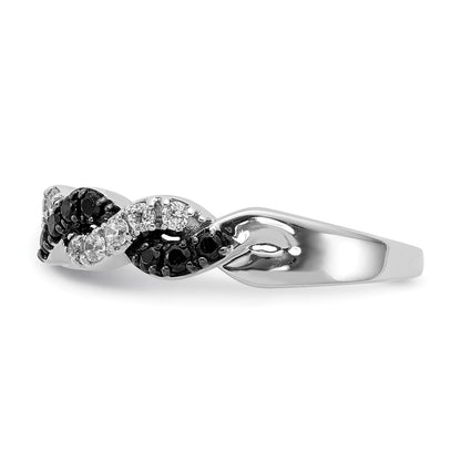 14k White Gold Black/White Real Diamond Twist Ring