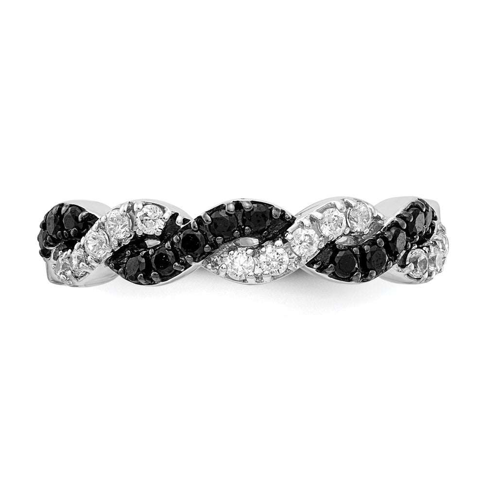 14k White Gold Black/White Real Diamond Twist Ring
