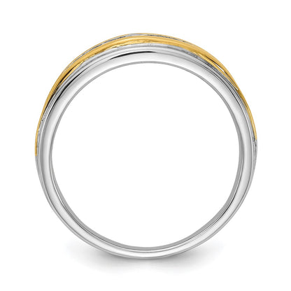 0.50ct. CZ Solid Real 14k White & Yellow Gold Men's Ring