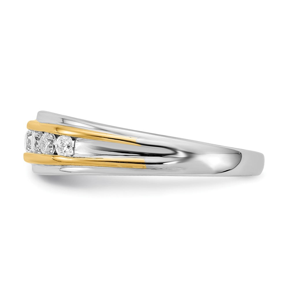 0.50ct. CZ Solid Real 14k White & Yellow Gold Men's Ring