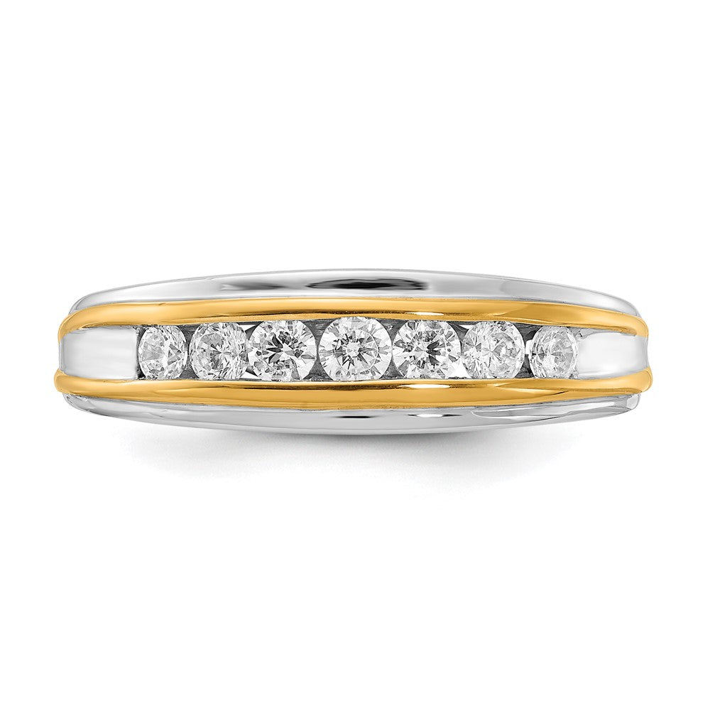 0.50ct. CZ Solid Real 14k White & Yellow Gold Men's Ring