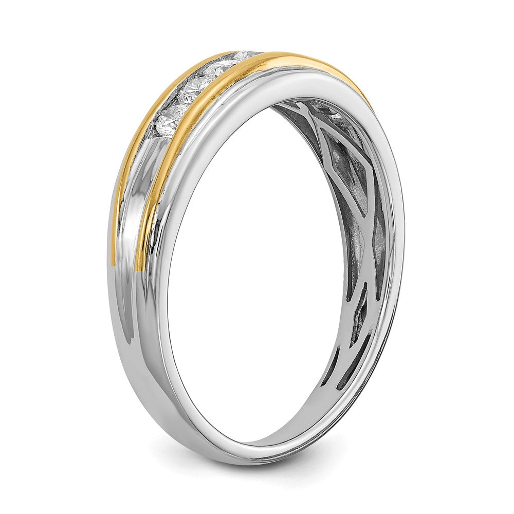 0.50ct. CZ Solid Real 14k White & Yellow Gold Men's Ring