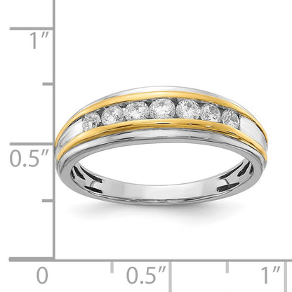 0.50ct. CZ Solid Real 14k White & Yellow Gold Men's Ring
