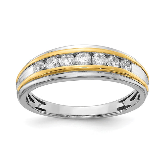 14k White & Yellow Gold Real Diamond Men's Ring