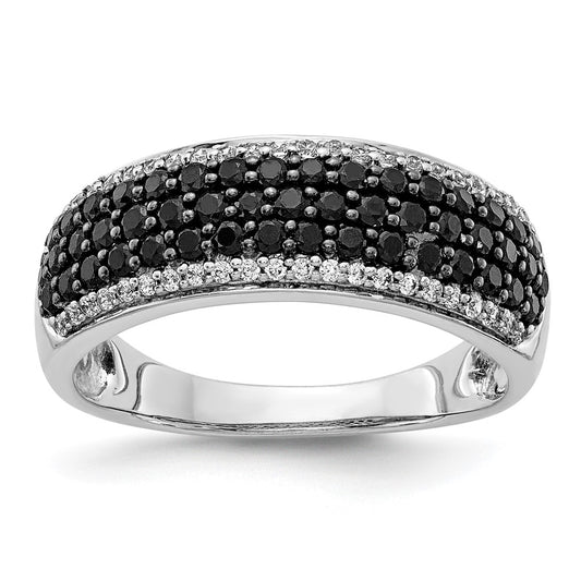 14k White Gold and Black Real Diamond Band Ring