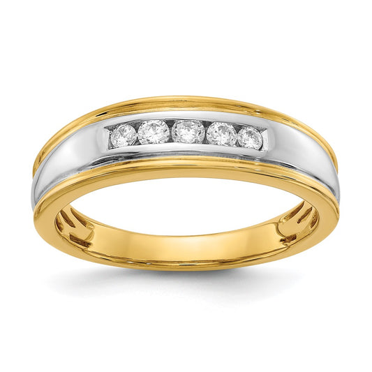 0.25ct. CZ Solid Real 14k Yellow & White Gold Men's Ring